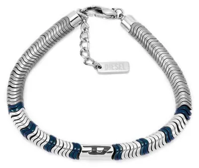 Produktbild von Diesel Herren D Logo Silberfarbenes Edelstahl Armband, DX1574931