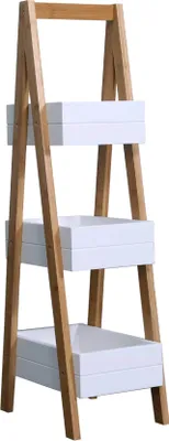Obrázok produktu pre Policový regál Rebecca Mobili s 3 policami z MDF a bambusu v bielej a hnedej farbe