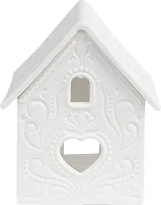 Produktbild von Clayre & Eef Teelichthalter Haus 7x8x9 cm Weiß Porzellan