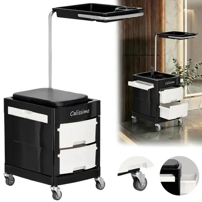 Image de Assistant coiffeur chariot table roulante pour la coloration X16 au salon de beauté, une armoire avec des tiroirs