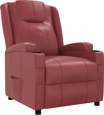 Zdjęcie produktu dla vidaXL Fotel Relax z imitacji skóry w kolorze czerwonego wina