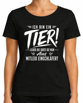 Productafbeelding van Ik ben een diersoort die je medelijden wekt, statement, ironisch dames T-shirt, zwart, maat S