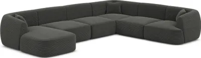 Produktbild von Cord U-Form XXL Wohnlandschaft Elvira Dunkelgrau Links