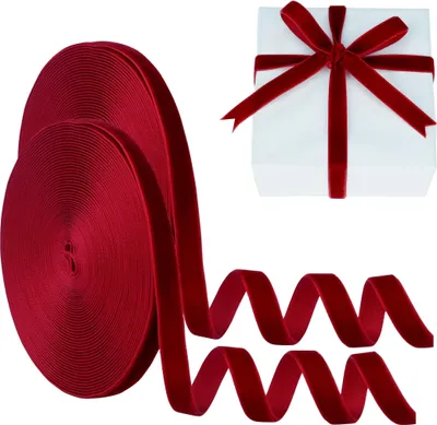 Produktbild von 2X Samtband,1 cm breites Satinband, 10 m Einseitiges Satinband, ideal für Weihnachtsbäume, Geschenkverpackungen, Blumensträuße und Hochzeitsdekoration