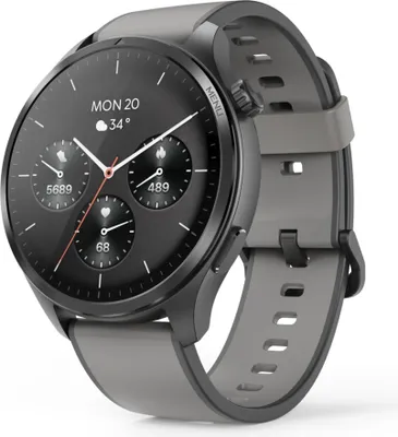 A smartwatch is shown from a diagonal angle against a white background.
