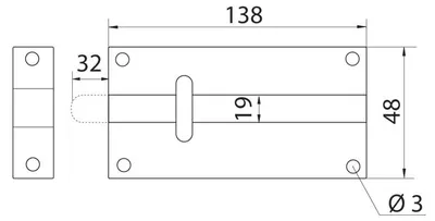 Produktbild von Zasuwa ryglowa ZSB 140 Türverriegelung 140x46 mm schwarz