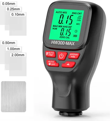 Obrázok produktu pre 0-2000μm meradlo hrúbky povlaku, vysoko presný LCD meradlo hrúbky, tri režimy sondy, prepínanie troch jednotiek, meranie FE/NFE