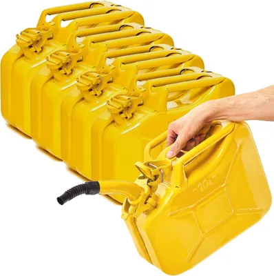 Produktbild von BW® Kraftstoffkanister Metall Benzinkanister 5x 10 Liter mit Ausgießer - Gelb RAL 1018 - UN-Zulassung - Hergestellt in Europa