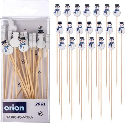 Produktbild von Orion | Cocktailspieße - Aus Bambus - 20 Stück - 13 cm - für Snacks - Schneemann Motiv
