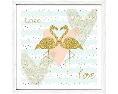Produktbild von Gerahmtes Bild Flamingos Love I 33x33 cm