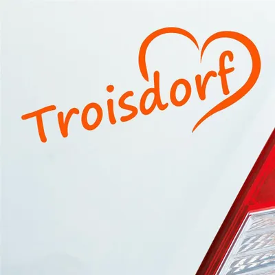 Produktbild von Auto Aufkleber Troisdorf Herz Stadt City Liebe Love Heart 18x8 cm Orange Sticker Heckscheibenaufkleber