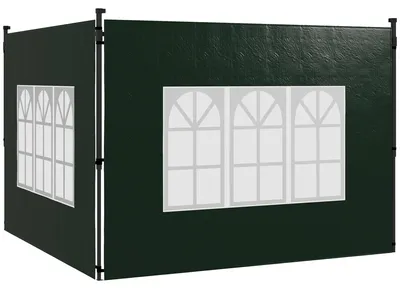 Produktbild von 2er Set Seitenwände für Pavillon 3x3 3x6 Wasserdicht Seitenteile mit Fenster Dunkelgrün