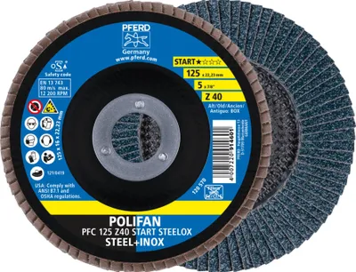 Immagine prodotto di PFERD TOOLS POLIFAN rondella dentata PFC linea di partenza conica START STEELOX acciaio/acciaio inossidabile