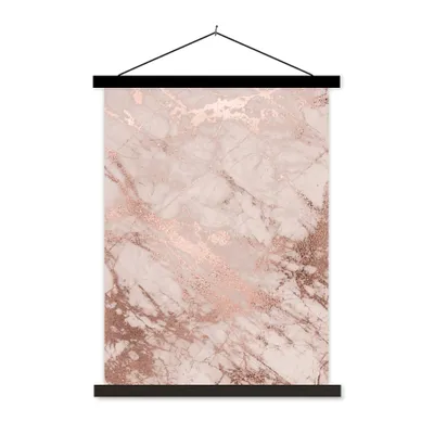 Produktbild von MuchoWow® Textilposter Marmor - Rosa - Luxus - Marmoroptik - Glitzer - Design 60x80 cm mit schwarzem Rahmen - Plakathalter