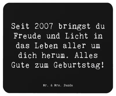 Produktbild von Mr. & Mrs. Panda Mauspad Spruch 2007 Geburtstag - Schwarz - Geschenk, liebevolle Geschenke, pc, feiern, Mousepad, Leben, Geburtstagsgeschenk, Happy Birthday, Geburtsjahr
