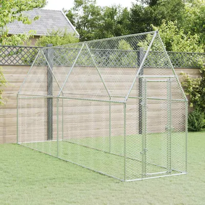 Produktbild von vidaXL Klec pro kuřata stříbrná 400x100x190 cm Pozinkovaná ocel