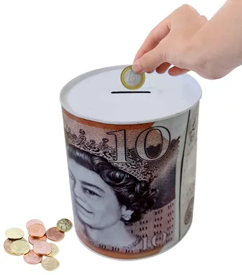 Produktbild von Spardose - Aus Weißblech - Zur Aufbewahrung von Bargeld und Münzen - Klein