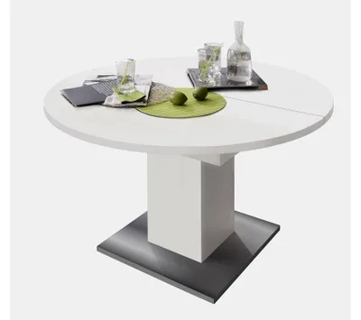 Produktbild von Esszimmertisch rund 120 cm Ausziehtisch weiß matt