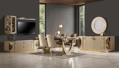 Produktbild von Garnitur Anrichte Spiegel Gruppe Kommoden Luxus Sideboard Schrank Set Holz Neu