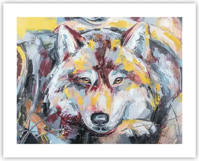 Produktbild von Poster - Poster ohne Rahmen - Öl Wolf Hund - 50x40 cm - Wand Bild - Wanddeko - Wandbilder - Kunstposter - Wandposter - Bilder - Kunstdruck - Wanddekoration - Wandbild - P2XAA50x40-4673