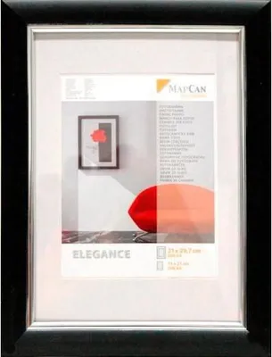 Produktbild von Kunststoff Bilderrahmen Elegance schwarz-metallic-silber, 21 x 29,7 cm