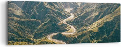Produktbild von Bild auf Leinwand - Leinwandbild - Einteilig - Berge Weg Wald - 90x30cm - Wand Bild - Wanddeko - Wandbilder - Leinwanddruck - Bilder - Wanddekoration - Leinwand bilder - Wandbild - AB90x30-4700