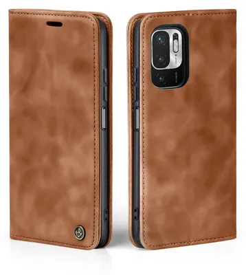 Produktbild von Handy Hülle für Xiaomi Redmi Note 10 5G Klapphülle Bookcase Flip Cover Handy Tasche Etui Farbe: Hellbraun