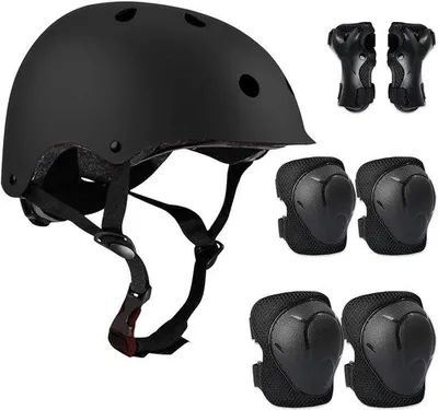 Productafbeelding van Kniebeschermers Kinderen met Helm, 7-in-1 Beschermset met Kniebeschermers voor Inline Skaten, Skateboard, Fiets, Longboard en Stunt Scoo