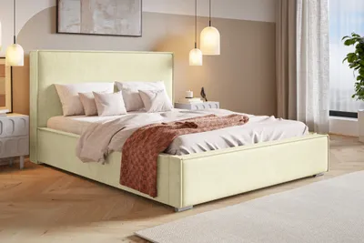 Produktbild von Polsterbett 160x200 cm Sydney - Doppelbett mit Lattenrost - Schlafzimmerbett, Bettkasten, Samtstoff Beige