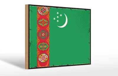 Produktbild von Holzschild Flagge Turkmenistans 30x20cm Retro Turkmenistan