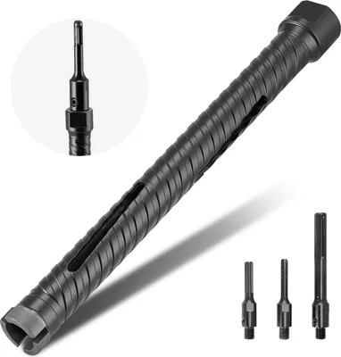 Produktbild von SucceBuy Kernbohrer Bohrkrone φ 25 mm, 241 mm Bohrtiefe, M16 Innengewinde, Trocken-Diamantkernbohrer mit 3 Adaptern, Pilotbohrer und Sechskantschlüssel für Beton, Ziegel und Mauerwerk