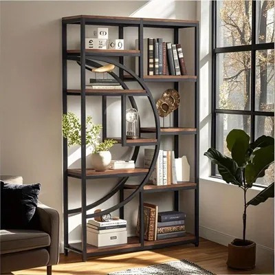 Produktbild von Bücherregal - Bücherkorb - Regalschrank - Aufbewahrungsschrank - Regalkonstruktion - 5-stöckig - Schwarz, Metall - Freistehend