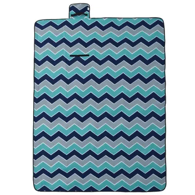 Produktbild von Picknickdecke Faltbar Blau Wellenmuster 200x150 cm Samt