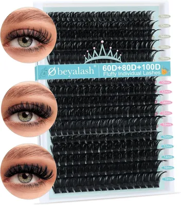 Produktbild von Wimpernverlängerungen Cluster 275 Stück, 60D+80D+100D, 10-18 mm, für DIY Anwendungen
