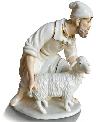 Porzellanfigur Hirte, 20,8x20x15 cm, religiöses Geschenk