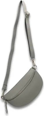 Produktbild von Bauchtasche Damen Echtleder Umhängetasche mit Ledergurt, Grau