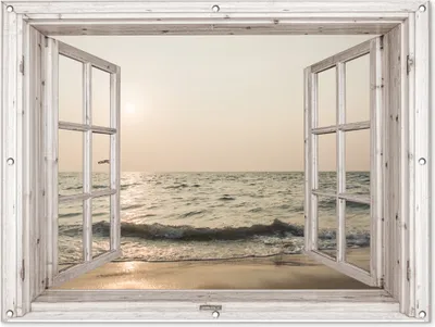Produktbild von MuchoWow® 120x90 cm Outdoor-Poster Gartendeko Sichtschutz Garten Poster für den Garten  Aussicht - Strand - Meer