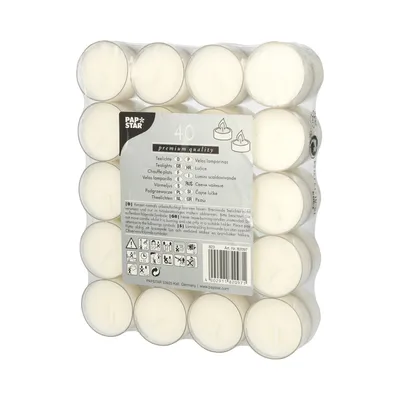 Produktbild von Papstar Teelichter 38mmx20mm weiß 40 Stück