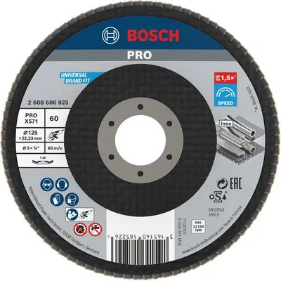 Produktbild von PRO X571 Fächerschleifscheibe, abgewinkelt, 125 mm, K60