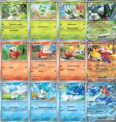 Produktbild von Maskagato ex & Skelokrok ex & Bailonda ex - Entwicklungsreihen SET Karmesin & Purpur Entwicklungen in Paldea 12-15;34-37;49-52/193 Sammelkarten Pokemon Einzelkarten