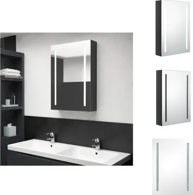 Zdjęcie produktu dla vidaXL Szafka z lustrem LED do łazienki czarna błyszcząca 50x13x70 cm - Szafki łazienkowe