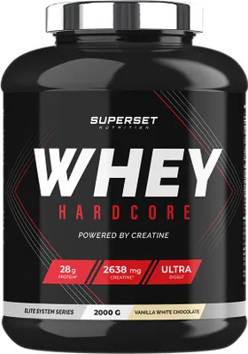 Image de Whey protéine - Superset Nutrition - WHEY HARDCORE (2kg) - Saveur Vanille Chocolat Blanc