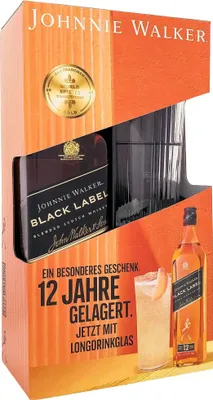 Produktbild von Johnnie Walker Black Label 12 Years + 1 Longdrink Glas 700ml 40% Vol.