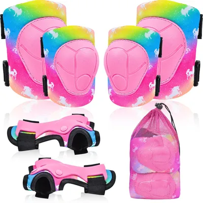 Image de Protège-genoux enfant Set de 7 pièces - Licorne - Pour roller et trottinette - 3 à 8 ans
