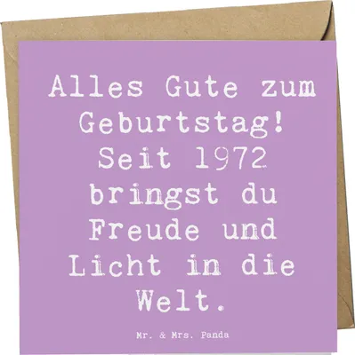 Produktbild von Mr. & Mrs. Panda Grußkarte Spruch 1972 Geburtstag Freude - Lavendeltraum - Geschenk, 50., anlasskarte, Happy Birthday, Geburtstagsgeschenk, Klappkarte, Alter, Geburtsjahr