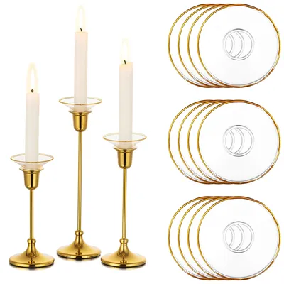 Produktbild von Set aus 12 Glas Kerzenhaltern mit Goldrand