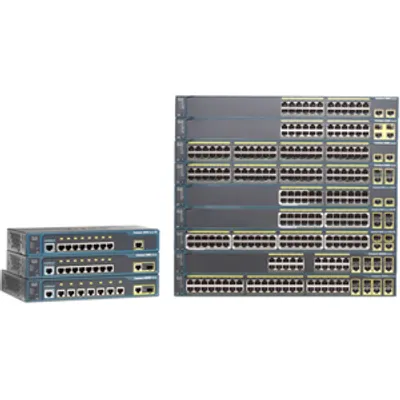 Produktbild von Cisco Catalyst WS-C2960-24LC-S, gemanaged, L2, Fast Ethernet (10/100), Energie Über Ethernet (PoE) Unterstützung, Rack-Einbau, 1U