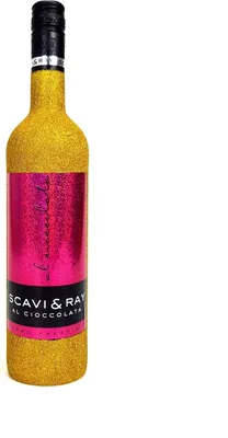Produktbild von Scavi & Ray Al Cioccolata Rotwein Cuvèe 0,75l (10% Vol)  - Bling Bling Glitzer Glitzerflasche Flaschenveredelung für besondere Anlässe - Gold -[Enthält Sulfite]
