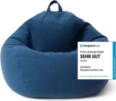 Produktbild von Lumaland Comfort Line XL Sitzsack - 90x110x50 cm Bodenkissen - 250 L - EPS Perlen Füllung - Dunkelblau