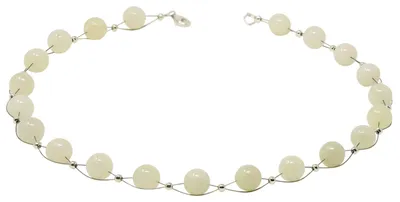 Produktbild von Kette Collier Halsschmuck aus echter Jade zart-grün hellgrün 925 Silber 48cm